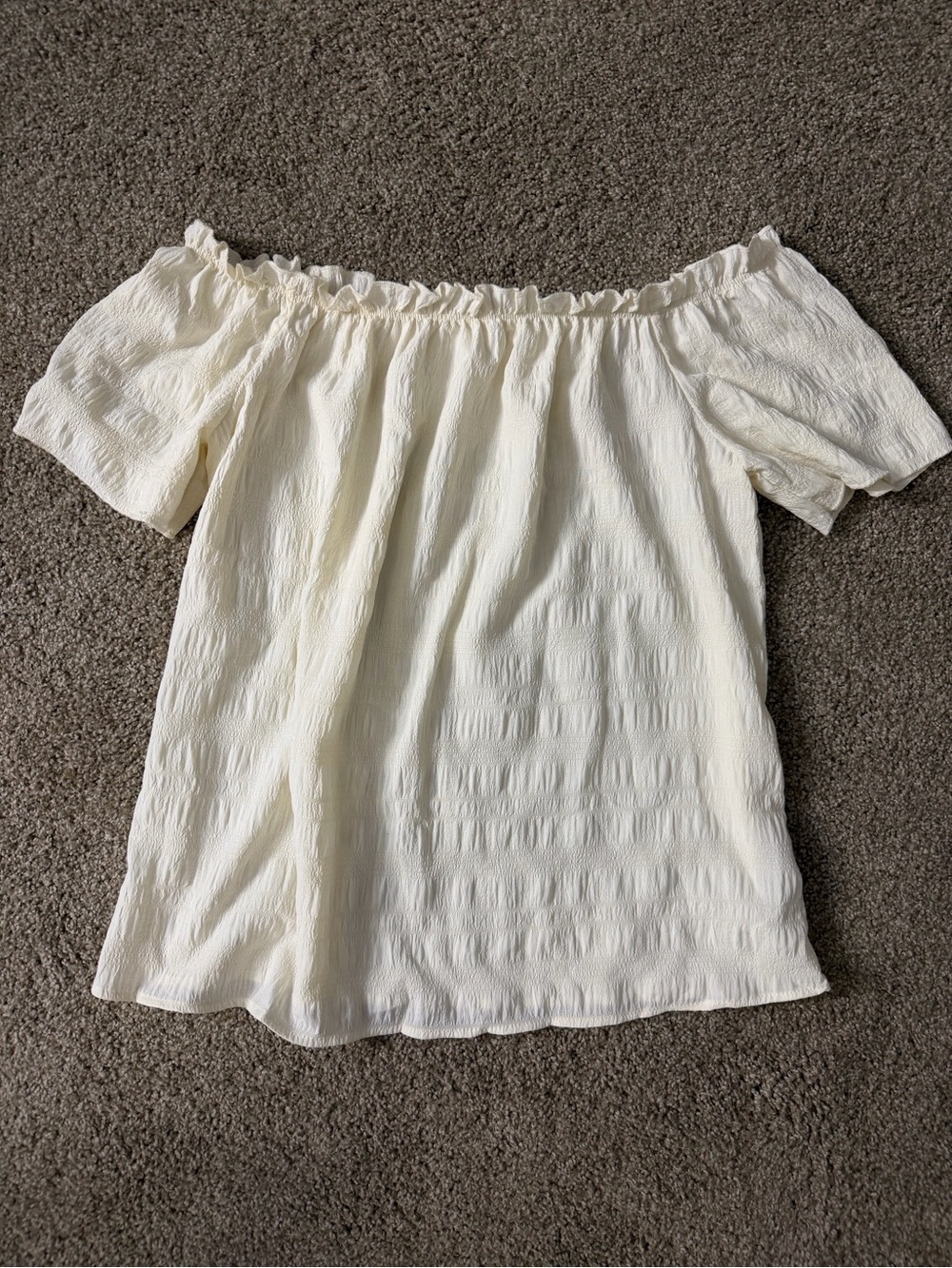SHEIN Off-Shoulder Cream Textured Blouse